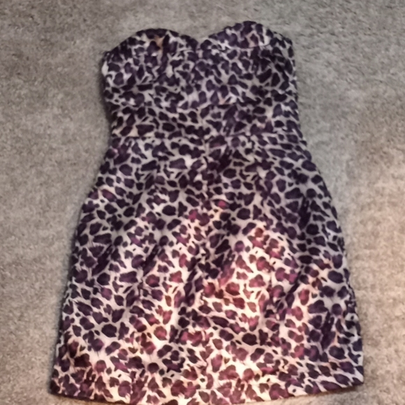 Purple and black cheetah print bustier party dress - Picture 4 of 4